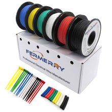 Load image into Gallery viewer, Fermerry 20 Gauge Wire Electrical Silicone Stranded Wire Kit Spool 25ft Each 6 Colors Flexible 20 AWG Hook up Tinned Copper (6 Colors 25FT Each, 20AWG)
