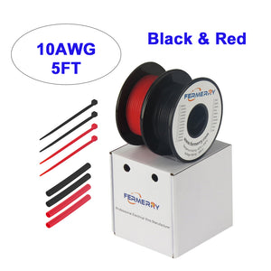 Fermerry 30AWG Electrical Wire 30 Gauge Silicone Stranded Wire Spool 5ft each Black and Red Flexible 30AWG Hook up Wire Tinned Copper