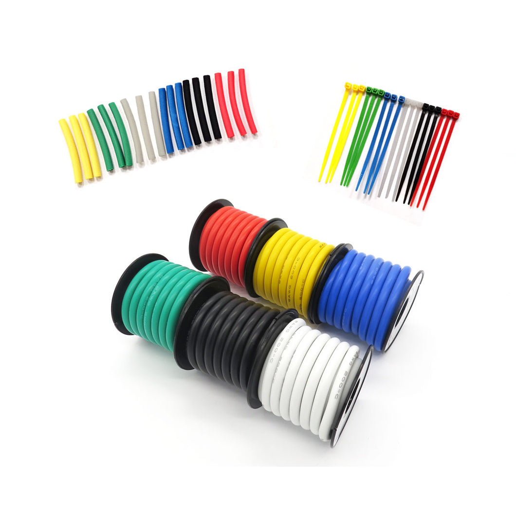Fermerry 12 Gauge Stranded Wire Silicone Electronic Tinned Copper Hook up Wire 6 Colors 10ft Each 12 AWG Electric Automotive Wire