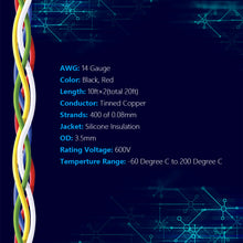 Load image into Gallery viewer, Fermerry 14AWG Silicone Wire Hook up Wire Kit 14 Gauge Red and Black Wire 10Ft each Flexible Electric Stranded Tinned Copper Wire
