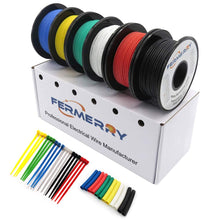 Load image into Gallery viewer, Fermerry 18 AWG Stranded Wire Spool 25ft Each 6 Colors Flexible 18 Gauge Silicone Hook up Wire Kit Electrical Tinned Copper Wire (6 Colors 25FT Each, 18AWG)
